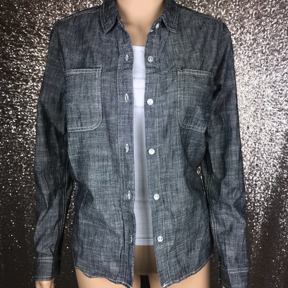 Black Denim Chambray Button Up - Picture 4 of 6
